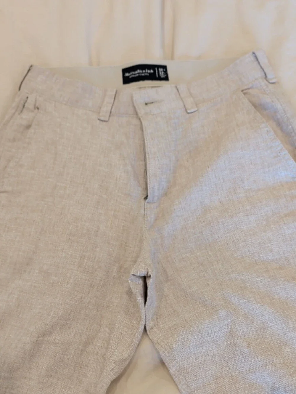 Abercrombie & Fitch Light Beige Linen-Blend Chinos